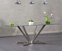 reno 200cm rectangular glass dining table