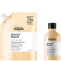 loreal professionnel absolut repair shampoo 300ml and refill pack 500ml for dry  damaged hair