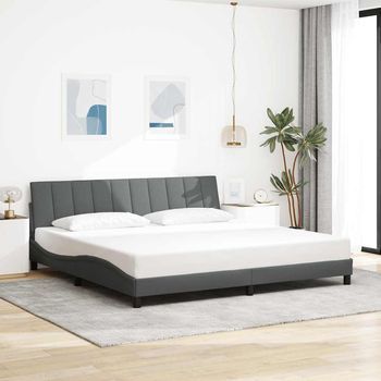 Cama Matrimonial | Cama Para Adultos | Cama Sin Colchón Tela Gris Oscuro 200x200 Cm Cfw314015