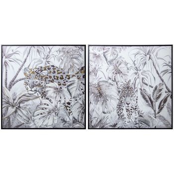 Set 2 Cuadros 22335-80x80cm Le Opardo Con Marco Abs Negro