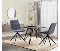 lote de 2 sillas de comedor merna tela gris oscuro 56x48x82 cm