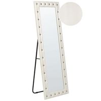 espejo de pie de piel sintetica blanca 50 x 150 cm soporte vidrio ansouis