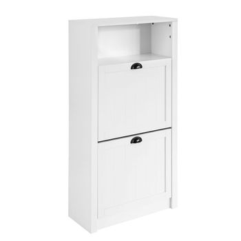 Zapatero estrecho con 2 puertas madera blanco