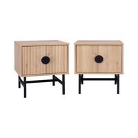 mesita de noche con efecto madera set de 2 roble