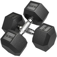 homcom set de 2 mancuernas hexagonales de 2 x 125 kg de hierro fundido recubiertas en goma para entrenamiento en casa gimnasio