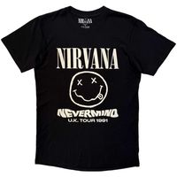 nirvana camiseta uk tour 1991 para mujer