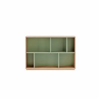 estanteria libreria en melamina roble y verde 80x119x32 cm