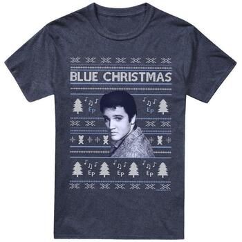 Elvis Presley Camiseta Blue Ugly Christmas para mujer
