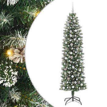 Árbol Navideño Artificial Delgado Con 300 Led Verde Y 240 Cm