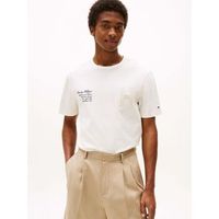 tommy hilfiger camiseta mw0mw39364 varsity-z00 ivory petal para hombre