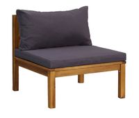 vidaxl sofa seccional central con cojines gris oscura madera de acacia