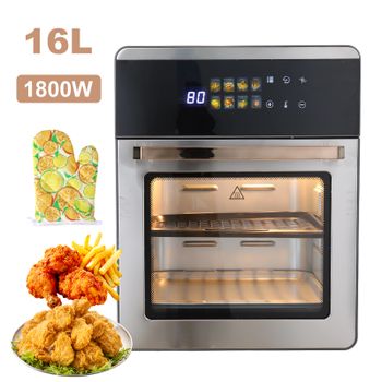 1800W 360 °   Freidora de Aire sin Aceite con Circulación de Aire Caliente, Horno de Convección Visual de Acero Inoxidable de 20L, Máquina Multifunción de Cocción y Asado con Control Táctil para 6-8