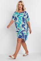 yours vestido fresco corto tropical azul mujer curvy y tallas grandes yours