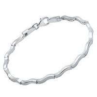 pulsera moderna de plata curvada mate brillante