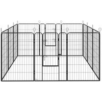pawhut parque para perros de 12 paneles con 2 puertas corralito para perros para exterior interior de acero 80x120 cm negro