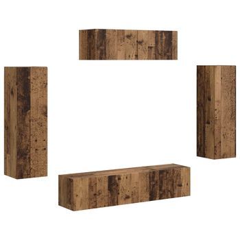 Mueble De Tv 5 Uds | Mueble De Salón | Gabinete De Tv Madera Vieja