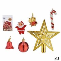 set adornos de navidad rojo dorado pvc 12 unidades
