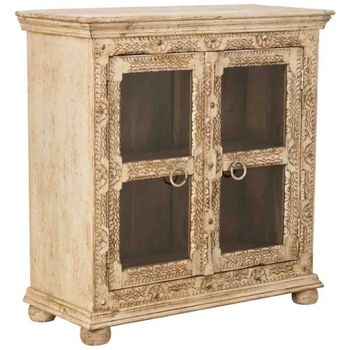 Aparador de madera artesanal con 2 puertas blanco 97x43x100 alt. Cm