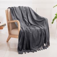 good nite fluffy grey manta polar diseno de flecos ideal sofasillascamas 127x152 cm manta de salon