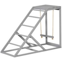 pawhut percha de madera para gallina area de juegos de madera para gallinas con columpio escalera y plataforma 96 x 40 x 71 cm gris   aosom espana