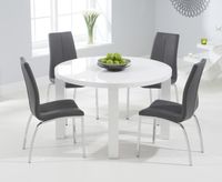 atlanta 120cm round white high gloss dining table with cavello chairs