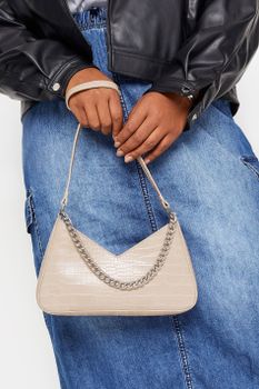 Bolso De Hombro Beige Detalle Cadena