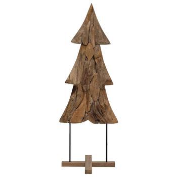 Árbol De Navidad | Decoraciones De Navidad Con Soporte Marrón 90 Cm Madera De Teca Maciza