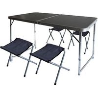 conjunto mesa y sillas de jardin plegable y altura ajustable aluminio