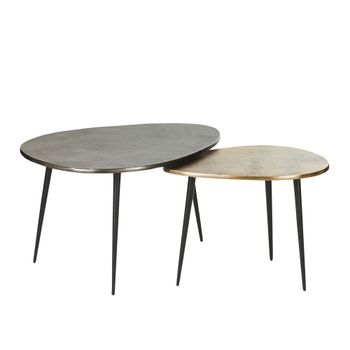 Mesitas auxiliares de aluminio negro y dorado envejecido (x2)