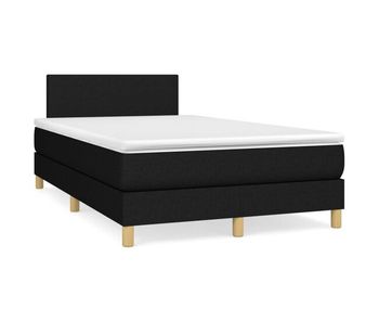 Cama box spring con colchón tela negro 120x200 cm diseño plano