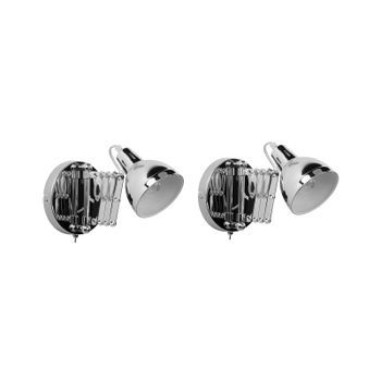 Conjunto De 2 Lámparas De Pared De Metal Plateado Brazo Ajustable Harrington