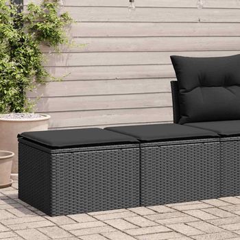 Set Sofás Jardín Y Cojines 2 Uds | Juego De Muebles De Jardín Ratán Sintético Acacia Negro Cfw34139