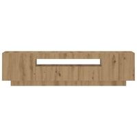 mueble tv - mesa de tv luces led madera roble artisan 160x35x40 cm