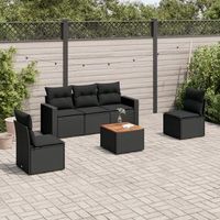 conjunto de sofas de jardin 6 uds  mueble jardin mesa y sillas y cojines ratan sintetico negro cfw832984