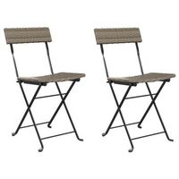 pack 2 uds sillas cafeteria plegables acero y ratan sintetico gris