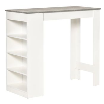 Mesa de bar 115x50x102.7 cm blanco y gris