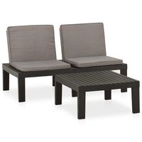 conjunto de muebles de jardin 2 uds  mesa y sillas con cojines plastico gris