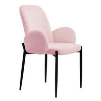 pack 2 sillas de diseno cheryl tapizadas en borreguito patas metal color rosa