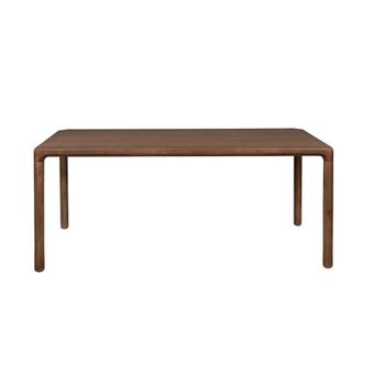 Mesa de comedor de madera acabada en nogal