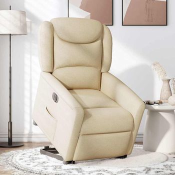 Sillón De Salón | Silla | Silló Eléctrico Reclinable Elevable De Tela Color Crema