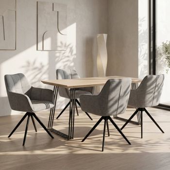 Mesa de comedor para 6 personas en efecto roble negro 160
