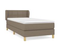 cama box spring con colchon tela gris taupe 100x200 cm bloques con cuadros