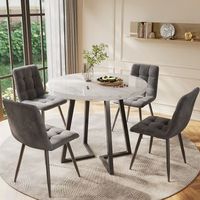 conjunto de mesa y 4 sillas - mueble para comedor - mdf y metal - multicolor 80x80x75cm