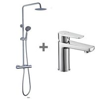 kibath pack columna y grifo termostatico fus acabado cromo brillo fabricado en laton
