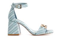 sandalias con estampado de rafia refuerzo cerrado y accesorio blue
