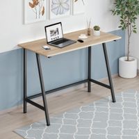 escritorio estilo industrial marco de acero 100x50x77 cm madera clara