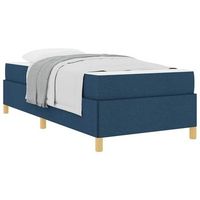 cama tipo box spring con colchon azul y blanco 90 x 190 cm tela
