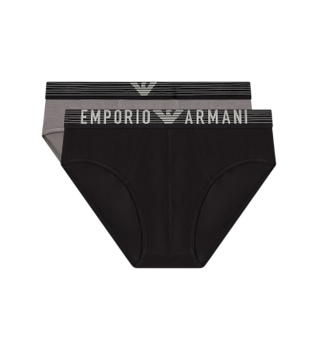 Emporio Armani para hombre. EM000251_AF18893 Set 2 Slips Basic negro, gris (XL), Casual, Viscosa