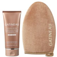 gatineau golden glow blurring body bronze light medium  luxury tanning mitt duo