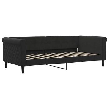 Cama Para Adulto | Cama Individual | Sofá Cama Sin Colchón Terciopelo Negro 90x190 Cm